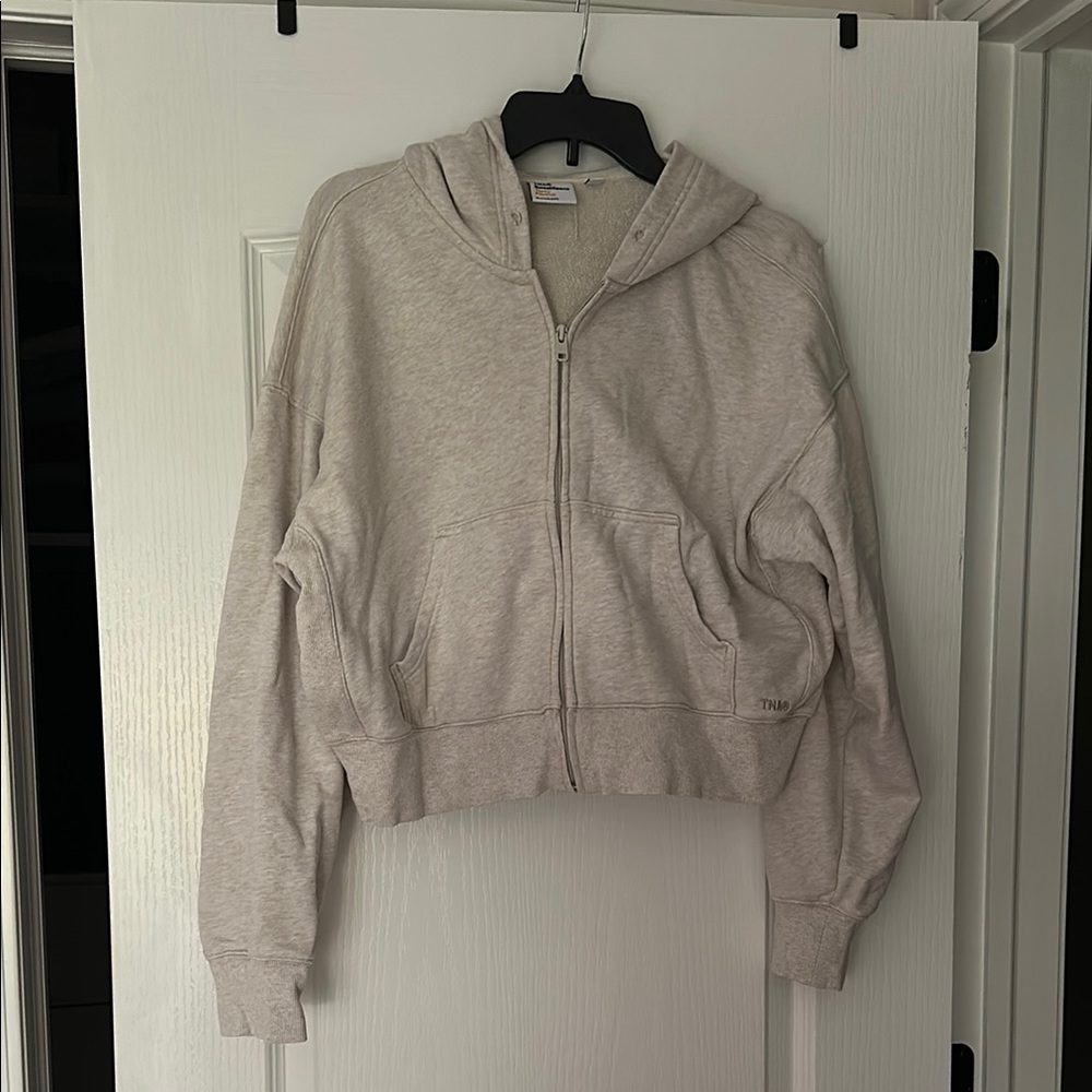 Gray Cropped Zip-Up Hoodie
